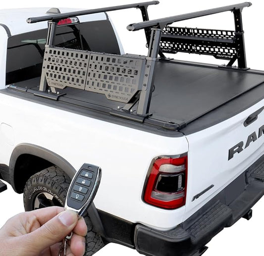 Syneticusa ER Power Retract Hard Tonneau Cover+R1 Rack+Side Panels Fit 2016-2026 Toyota Tacoma 5' Truck Bed Waterproof Accessories Retractable