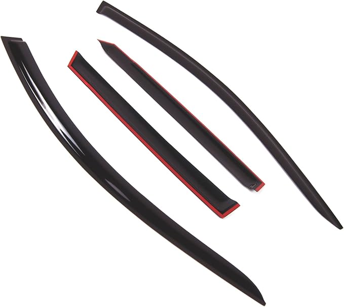 TuningPros Outside Mount Window Vent Visors Rain Guards Compatible with Mazda CX-5 2013-2017 | Side Window Wind Deflectors Rain Shields | Smoke Tinted, 4 Pcs Set, DGWV-715