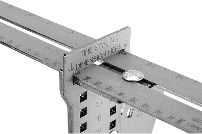 Speedway Motors WheelWise™ 5-Lug Metric Wheel Fitment Tool with Tire Size Attachment, Simulates 14-22 Inch Rim Diameters, 8-14 Inch Widths, 2.5-11.5 Inch Sidewalls, Laser Cut Steel