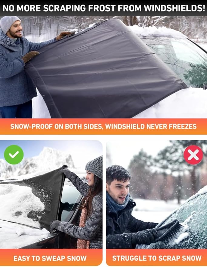 EcoNour Car Snow Cover Compatible for Hyundai Tucson | Windshield Cover for Ice and Snow with S-Hook Straps | Heavy-Duty 600D Oxford Winter Car Cover, Waterproof & Anti-Slip