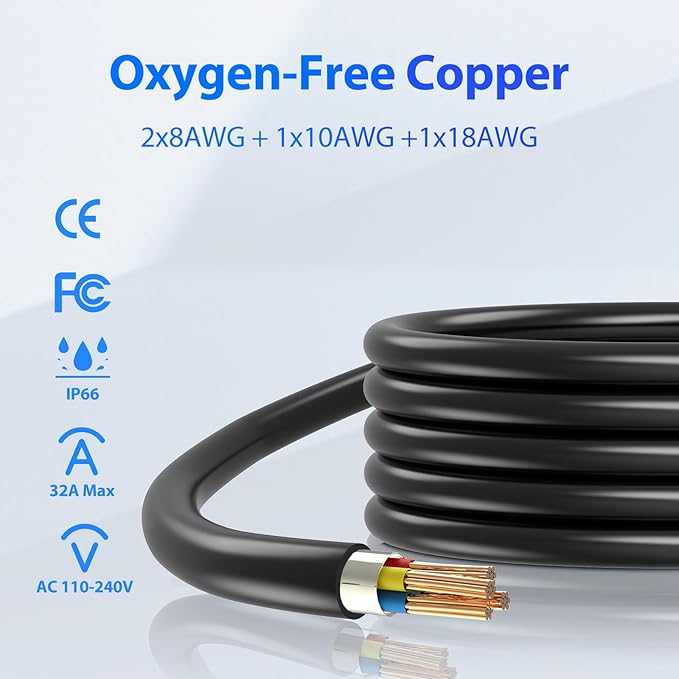 Extension Cord for Tesla 21ft Extension Cable Max Support 7.68KW 32Amp 240V with NACS Plug Extension Cord for Your Level 1&2 EV Charger Tesla Wall Connector