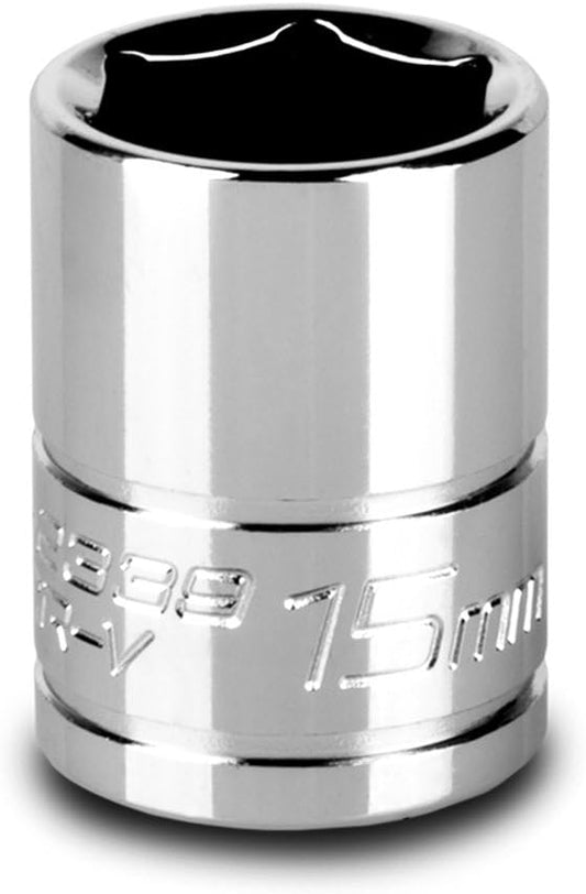 Capri Tools 15 mm Shallow Socket, 3/8-Inch Drive, 6-Point, Metric