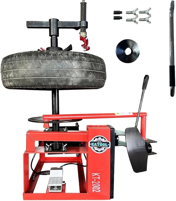 KATOOL 39" Max Wheel Diameter Mini Tire Changer Machine Tire Machine for Road Rescue, Shop Repair, and Home Garage, Red, KT-2002P