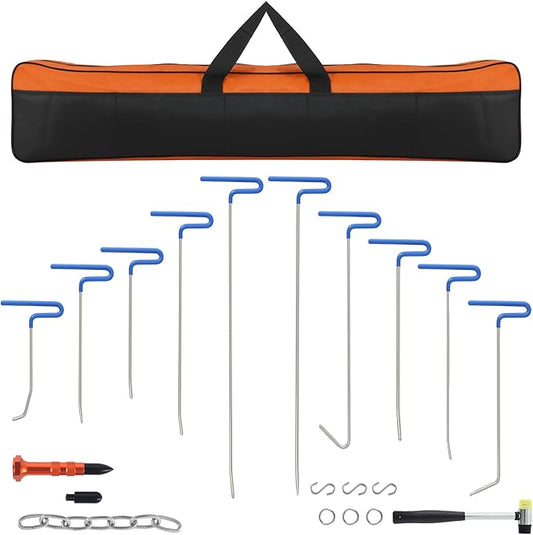 Rods Dent Removal Kit, 20 pcs Car Dent Repair Rods, Paintless Dent Removal Kit, Car Body Dent Repair Tool for Door Dings, Minor Dents and Hail Damage (20 pcs with 10 rods)