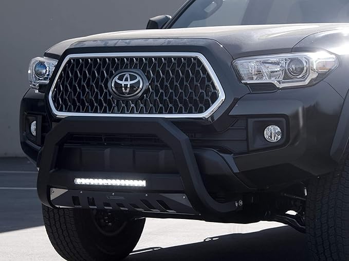 Armordillo 8705209 AR Series Aluminum Bull Bar with LED Light Bar - Matte Black with Aluminum Skid Plate Fits 2019-2021 Chevy Silveardo/GMC Sierra 1500