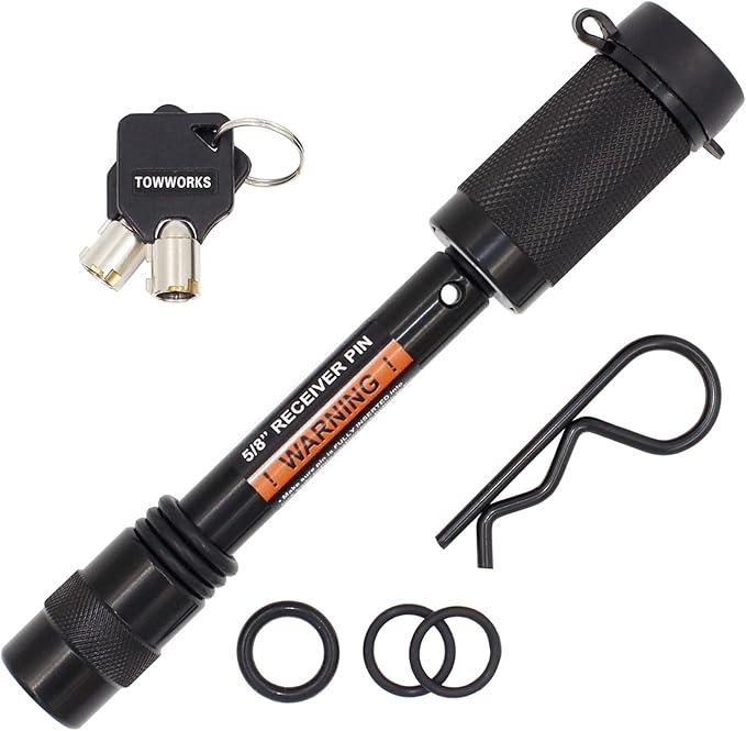 79630 Keyed Alike 5/8" Trailer Hitch Lock with Extra Long 3-1/4" Span, Double Safety Tow Hitch Receiver Locking Pin for Class III IV Hitches with 2" and 2.5" Receivers