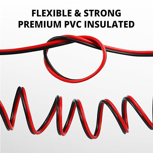 NAOEVO 18 Gauge Wire 100FT, 2 Conductors Electrical Wire Red Black Cable, Flexible/Low Voltage/PVC 18 AWG Copper Clad Aluminum Extension Cord for Speaker, LED Strips, Automotive 12V/24V DC