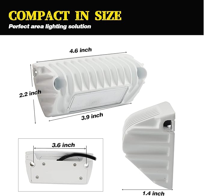 Chelhead RV Porch Light White Aluminum Base 12V DC RV Exterior Led Lighting Outside Lights Compatible with RV Camper Trailers Porches Towing 5th Wheels Utility Vehicles Boat