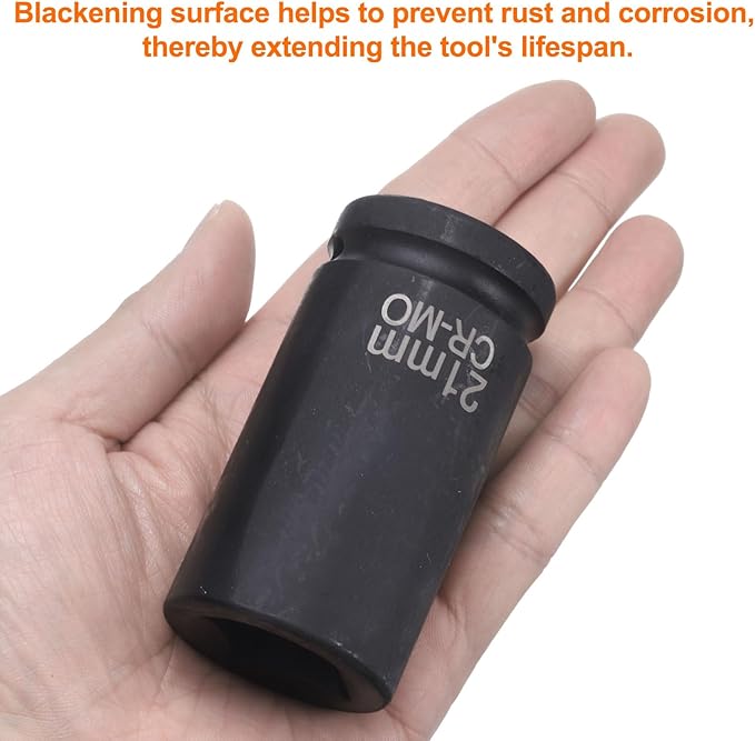 HARFINGTON 3pcs 4 Point Square Socket 3/4" Drive 21mm Metric Square Impact Socket CR-MO Blackening Standard Wheel Sleeve Pneumatic Sleeve Tool for Auto Repair Mechanical Maintenance Home Use