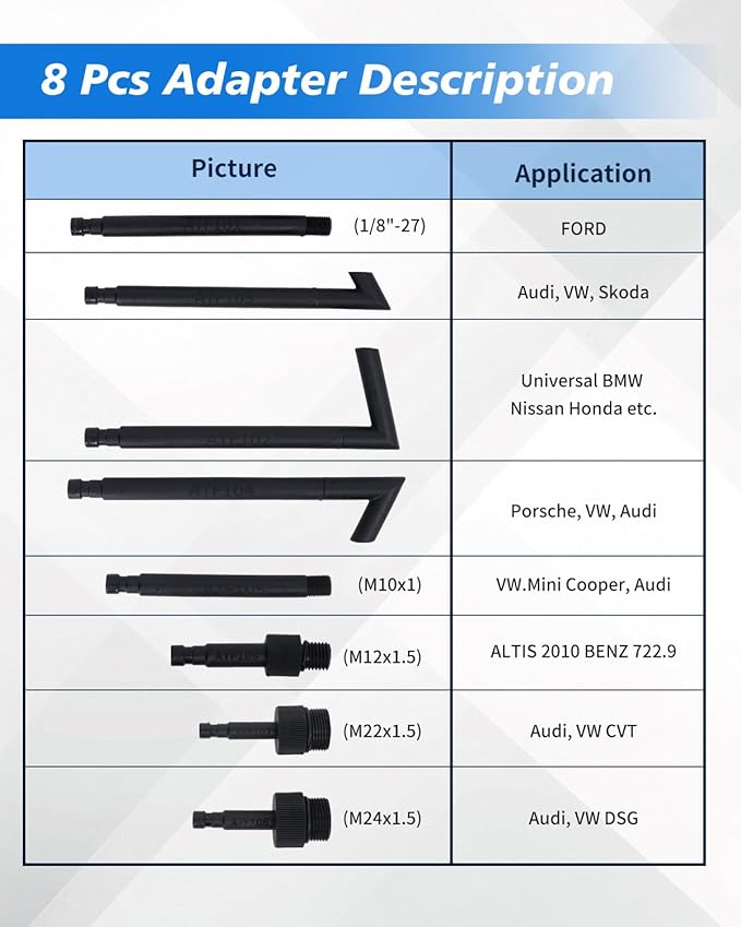 3L Transmission Fluid Pump, ATF Fluid Transfer Pump Tool with Pressure Gauge, 8 Adapters (5 Plastic + 3 Metal), Manual Transmission Fluid Extractor for Car SUV Truck