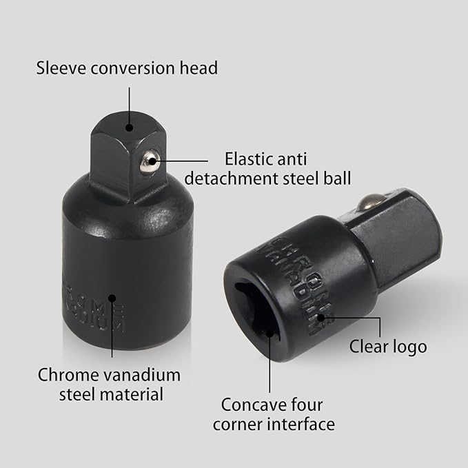 Utoolmart 4 Piece Impact Socket Adapter Set, 1/4" - 3/8" - 1/2" Impact Driver Conversions Conversion Kit & Socket Reducer, Locking Socket Adapter Set, Cr-Mo