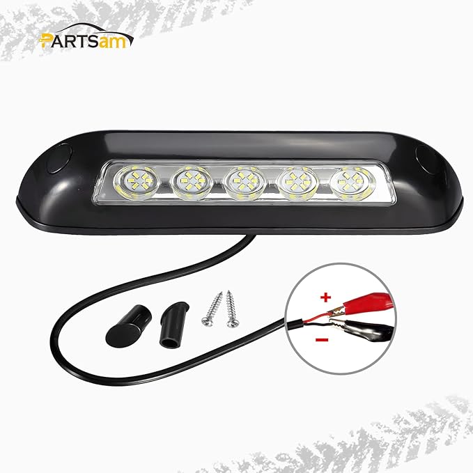 Partsam 2Pcs 8” RV Porch Lights 12V IP67 Waterproof Utility Strip Lights Bar Surface Mount for Motorhome Caravan Camper Boat Marine Black Housing