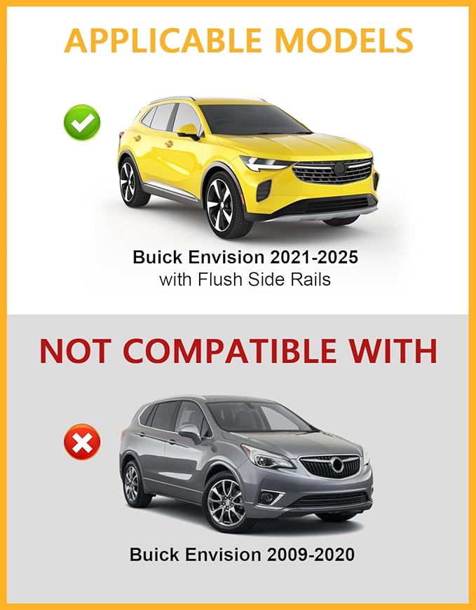 Tuyoung Roof Rack Cross Bars Compatible with Buick Envision 2021-2026 (with Flush Side Rails), 220lbs Lockable Aluminum Roof Rails Crossbars Bars Rooftop Cargo Carrier Luggage Black