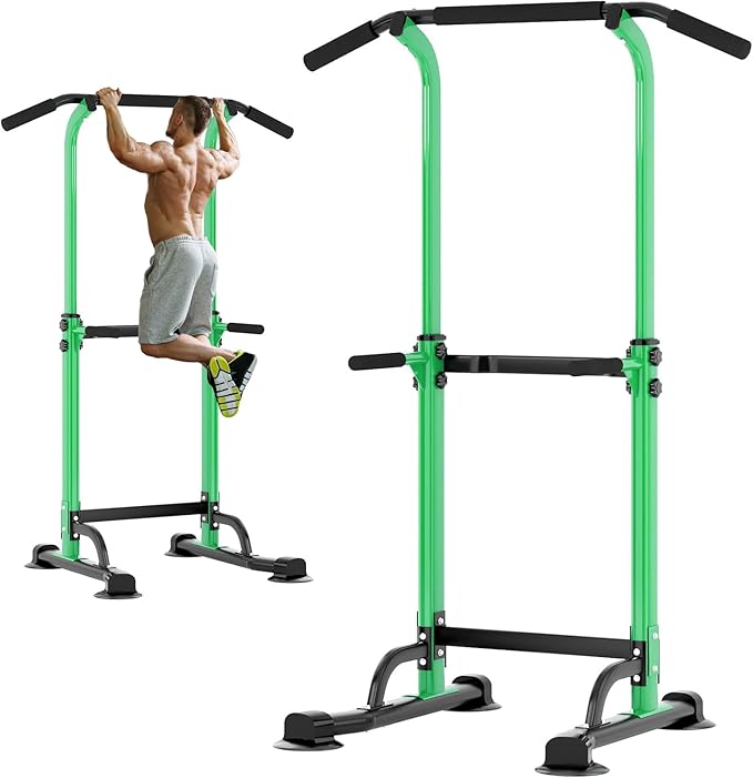 soges Power Tower Pull Up Bar Station, Free Standing Pull Up Rack Dip Station for Home Gym, Height Adjustable Home Strength Training Fitness Workout Equipment
