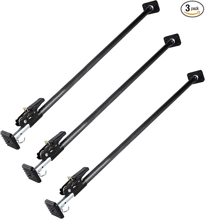 Keeper Adjustable Cargo Bar for Pickup Truck Bed, Ratcheting Cargo Bar, Ideal Work Truck Accessories, Black/Silver, 40"-70" Adjustable Length, 3 Pack