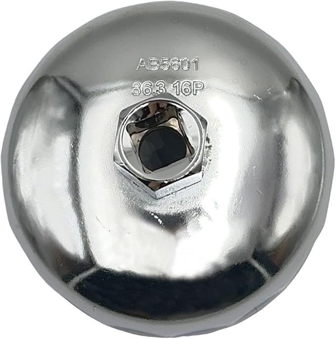 86.4mm 16Flutes Oil Filter Cap Wrench Removal Tool Socket Compatible with BMW Engines with 86mm Filter Housing Caps Silver Heavy Duty Alloy Steel