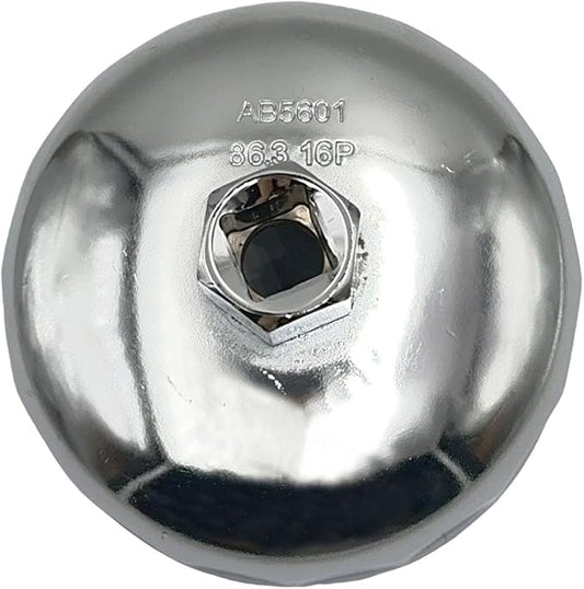 86.4mm 16Flutes Oil Filter Cap Wrench Removal Tool Socket Compatible with BMW Engines with 86mm Filter Housing Caps Silver Heavy Duty Alloy Steel