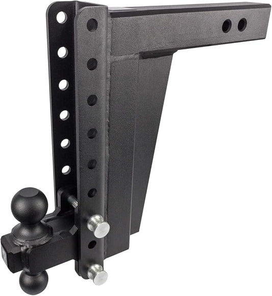 BulletProof Hitches - 2.5" Adjustable Extreme Duty Trailer Hitch (36,000 lb. Rating) - 12" Drop/Rise with 2" and 2 5/16" Dual Ball - Powder Coat, Solid Steel, Corrosion-Resistant