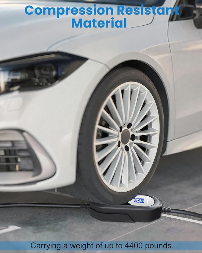 Level 1 & Level 2 EV Charger - 16A Adjustable Current, Timer Function | 110V-240V, 21FT Cable | Compatible with All SAE J1772 EVs/PHEVs | NEMA 6-20 Plug & 5-15 Adapter