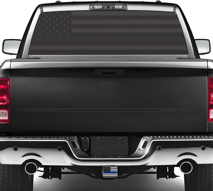 eVerHITCH USA American Flag Metal Hitch Cover (Fits 2" Receivers, Black & Chrome with Thin Blue line)