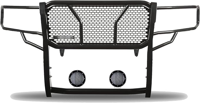 Black Horse Rugged Heavy Duty Grille Brush Bumper Guard Modular Black Come with Pair of 5.3" LED Lights Compatible with 2019-2024 Ram 1500 Classic|2009-2018 Dodge Ram 1500-RU-DORA09-B-PLFB