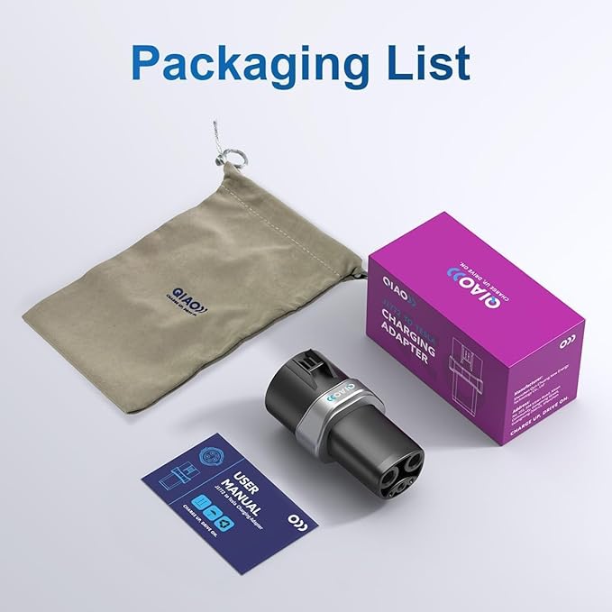 QIAO J1772 to Tesla Charger Adapter, Up to 80A 250V - J1772 to NACS Adapter for Charge Tesla EVs at J1772 AC Charger Station, Silver-Plated Efficient Charging Design -[Only for Tesla Car]