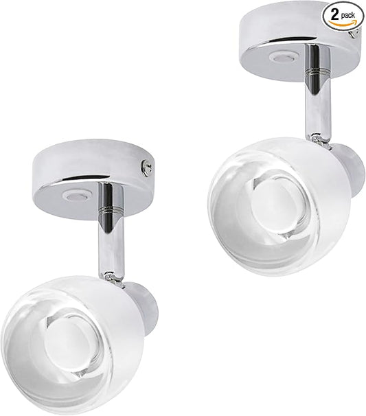 12 Volt LED Reading Light, Acrylic Rotatable Spotlight for RV Boat Camper Van Yacht Bedside Lamp with Touch Switch and Blue Circle Night Light, RV Wall Sconce Lights, Pack of 2