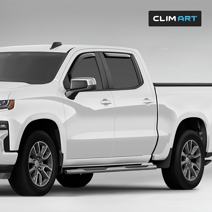 CLIM ART in-Channel Incredibly Durable Rain Guards for Chevrolet (Chevy) Silverado/GMC Sierra 1500 2019-2026 Crew Cab, Original Window Deflectors, Vent Window Visors, Truck Accessories, 4pcs- 619003LP