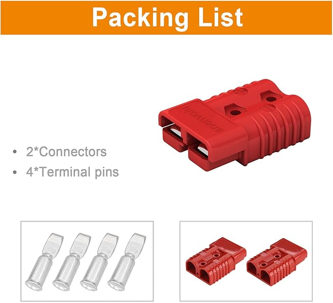 175A Connector Quick Connect Disconnect Genderless Battery Plug Connector 1/0 AWG for 2 Pack Red Suitable for Car Trailer Motor Winch Forklift