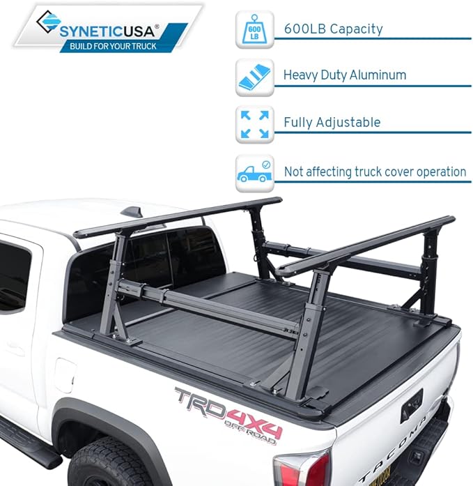 Syneticusa MR Hard Tonneau Cover+R1 Rack Fits 2016-2026 Toyota Tacoma 5ft Truck Bed Waterproof Accessories Retractable