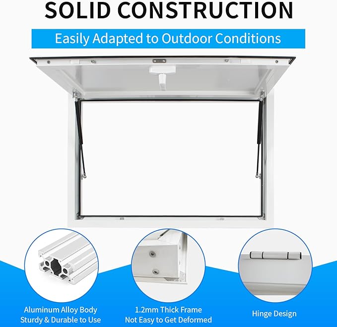 Concession Window Food Truck Window Aluminum Alloy Windows, 36x24 Inch Concession Window for Food Truck, Serving Window for Food Truck with Awning Door, No Glass (36×24 Inch)