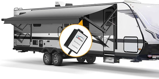 Black Intelligent RV Power Awning Frame and Fabric Assemblies Full Set for RV,5th Wheel,Travel Trailers,Motorhome Trailer Awning for Home or Camper (12Feet, Grey Fade)