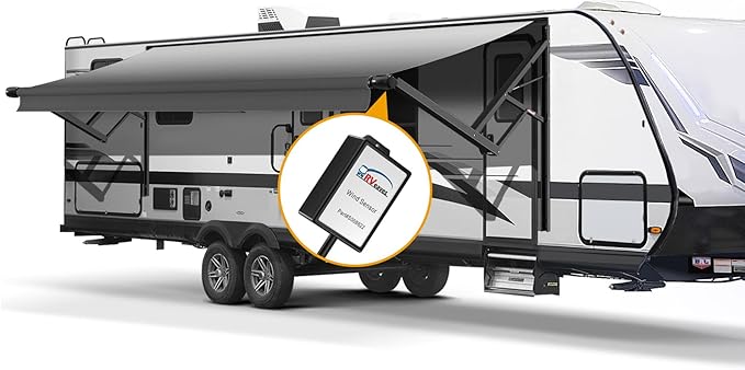 Black Intelligent RV Power Awning Frame and Fabric Assemblies Full Set for RV,5th Wheel,Travel Trailers,Motorhome Trailer Awning for Home or Camper (21Feet, Grey Fade)