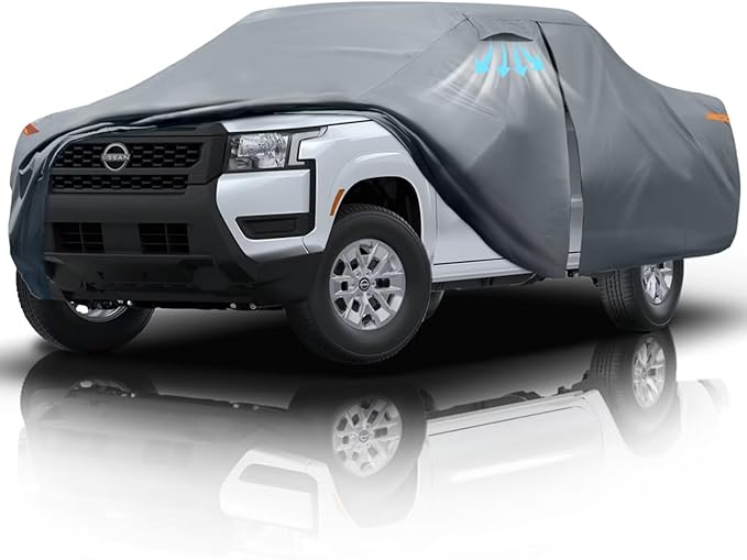 Nissan Frontier Truck Cover Custom Fit 2021-2025 King Cab/Crew Cab Short Bed(4.9'-6.1') With Door Zipper, 10 Layers Pickup Truck Cover Waterproof All Weather, Car Tarp for Wind Dust Sun etc Protection