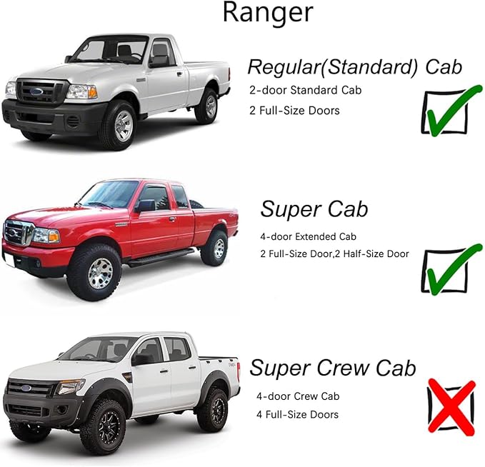 92083 Side Window Wind Deflector,2pc in-Channel Style Shade Sun Rain Guards,Window Visor fit for 93-11 Ford Ranger,94-10 Mazda B2300/B4000,94-08 Mazda B3000 with Standard/Extended Cab