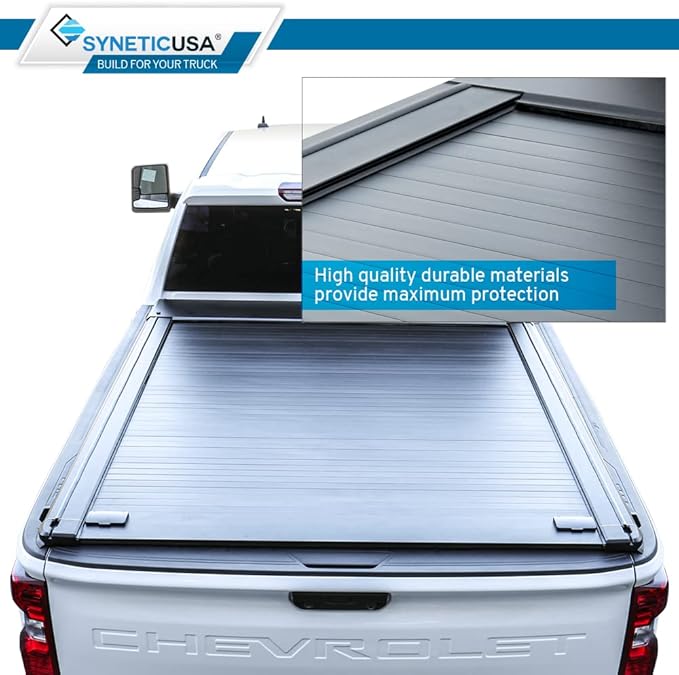 Syneticusa MR Retractable Hard Tonneau Cover Fits 2007-2025 Silverado/Sierra 1500/2500/3500 8' 2" Truck Bed Waterproof Accessories