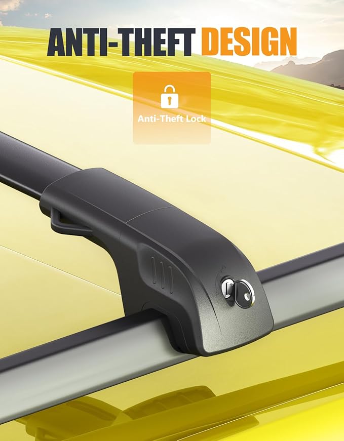 KINGGERI 300lbs Lockable Roof Rack Cross Bars Compatible with Kia EV9 2024-2026 GT-Line (Not for Wind & Land) with Raised Side Rails, Heavy Duty Aluminum Roof Rails Crossbars Luggage Accessories