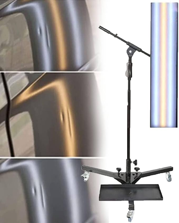 Bump Repair LED Leveling Lamp，Dent Repair Inspection Lamp，Large Bracket Adjustable ，Car Dent Repair Tool Large bracket with locking wheels and adjustable，LED Leveling Light,B（+wheels）