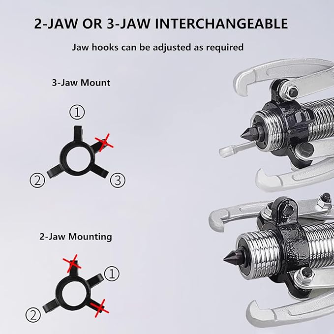 Separate Hydraulic Gear Puller, 5/10/15/20/30/50 Tons, with Hand Pump, for Separating Tools in Confined Spaces, 2 or 3 Jaws, Vertical and Horizontal(50T)