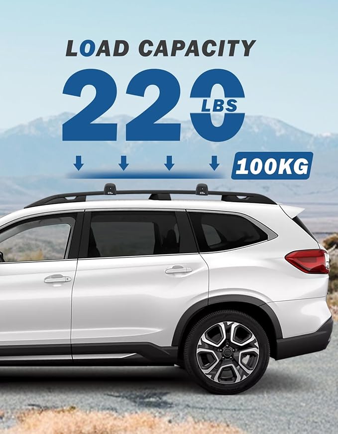 JOYTUTUS Lockable Car Roof Rack Cross Bars Compatible with Subaru Ascent 2019-2025, 220LB Aluminum Crossbars for Roof Racks Suitcases Kayaks Canoes Bikes Skis Snowboard