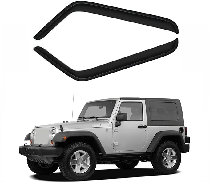 Tape On Wind Deflector Compatible with 07-18 Jeep Wrangler JK 2 Door Sun Rain Guards Window Vent Visors 92328