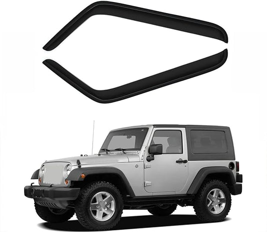 Tape On Wind Deflector Compatible with 07-18 Jeep Wrangler JK 2 Door Sun Rain Guards Window Vent Visors 92328