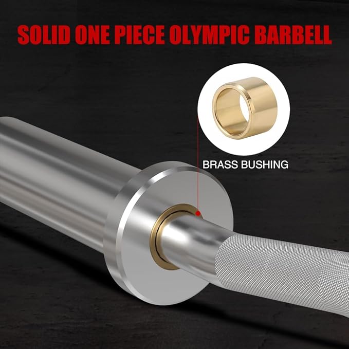 4FT Olympic Barbell Bar, 47Inch Straight Weight Bar with 2 Collars, Solid Olympic Bar with Bearings, 500Lbs Capacity Weightlifting Bar for Home Gym Strength Training, Suitable for 2 Inch Plates