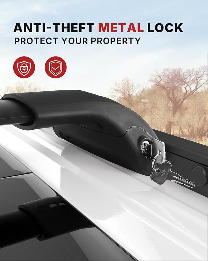 Richeer 220LBS Roof Rack Cross Bars for 4runner 2010-2024 with Side Rails, Lockable Heavy Duty Aluminum Cross Bar with Anti-Theft Locks for Cargo Racks Rooftop Luggage Canoe Kayak Bicycle roof Bag