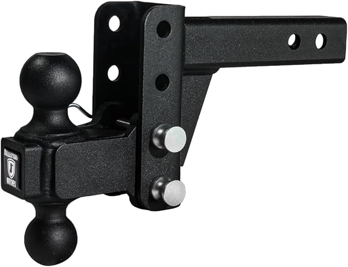 BulletProof Hitches - 2.0" Adjustable Medium Duty Trailer Hitch (14,000 lb. Rating) - 2" Drop/Rise Trailer Hitch with 2" & 2-5/16" Dual Ball - Powder Coat, Box Steel, Corrosion-Resistant