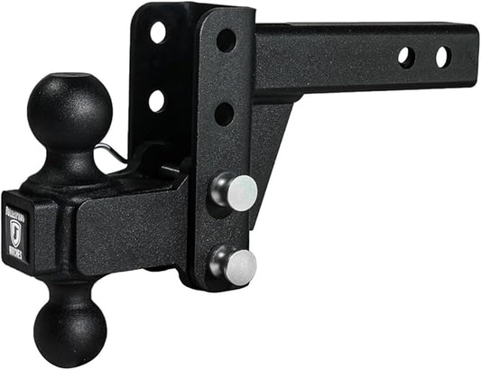 BulletProof Hitches - 2.0" Adjustable Medium Duty Trailer Hitch (14,000 lb. Rating) - 2" Drop/Rise Trailer Hitch with 2" & 2-5/16" Dual Ball - Powder Coat, Box Steel, Corrosion-Resistant