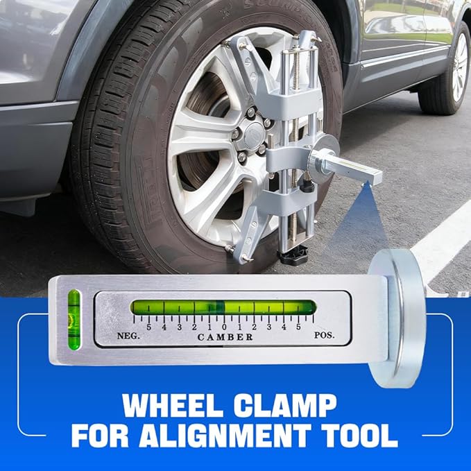 BARTOO Wheel Clamp & Magnetic Adapter for Precise Camber Caster Gauges, Universal Wheel Alignment Tool Fits for 11-25" Rims Camber Wheel Alignment Rack Tool