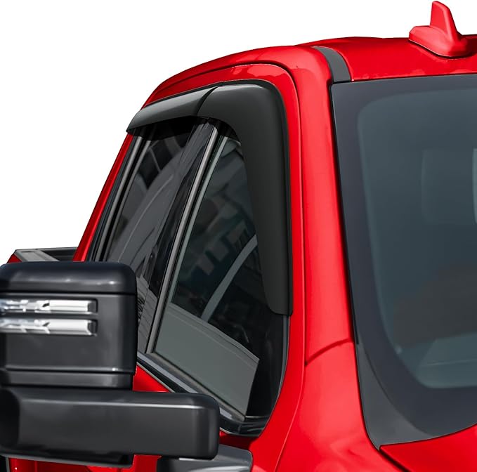 Voron Glass Tape-on Extra Durable Rain Guards for Trucks Chevrolet (Chevy) Silverado/GMC Sierra 2500HD, 3500HD 2020-2026 Crew Cab, Window Deflectors, Vent Window Visors, 4 Pieces - 120086v2