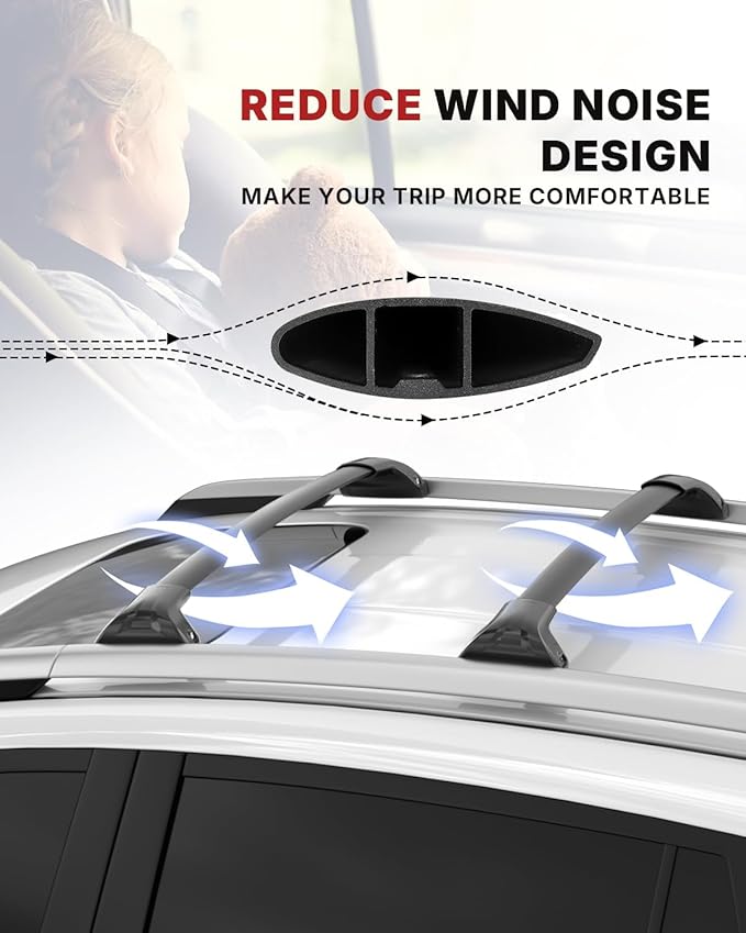 Richeer 220LBS Roof Rack Cross Bars for 4runner 2010-2024 with Side Rails, Lockable Heavy Duty Aluminum Cross Bar with Anti-Theft Locks for Cargo Racks Rooftop Luggage Canoe Kayak Bicycle roof Bag