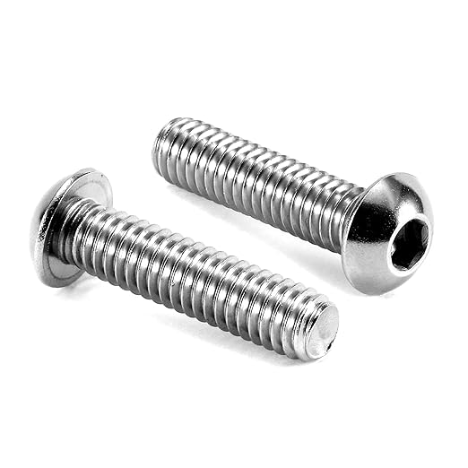 1/4-20 x 1-1/4" Button Head Socket Cap Bolts Screws, 10Pcs 304 Stainless Steel 18-8, Allen Hex Drive, Bright Finish by SG TZH(with Hex Spanner)